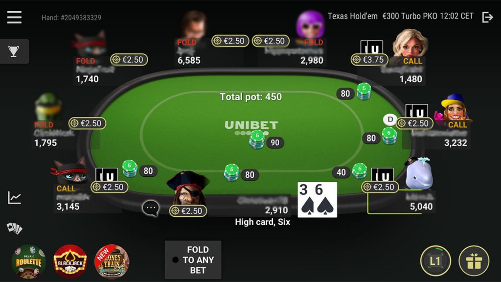 Unibet Poker tafel - screenshot