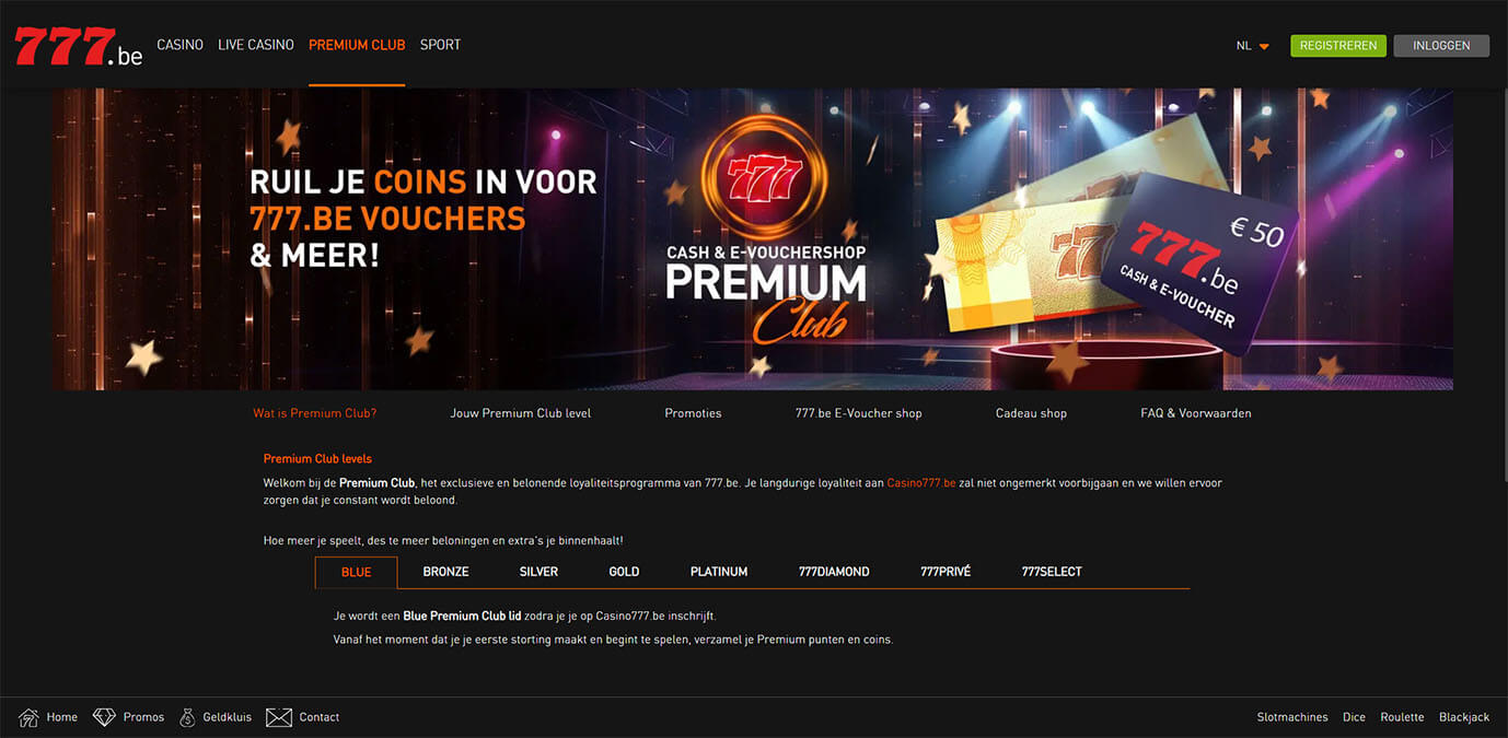 Casino777 Loyaliteitsprogramma Premium Club - Scerenshot