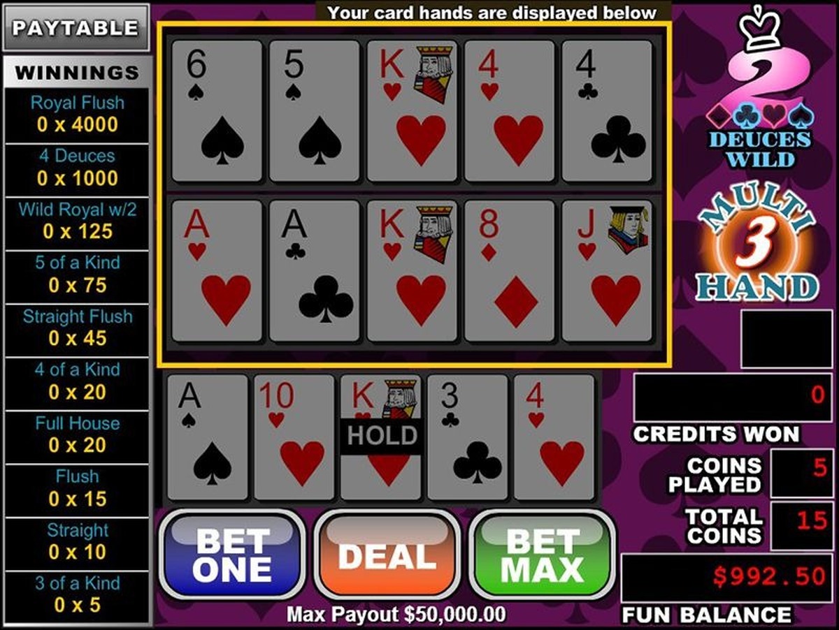 Multi Hand Deuces Wild (3 Hand) - screenshot