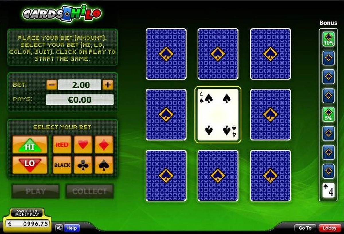 Cards Hi Lo - screenshot