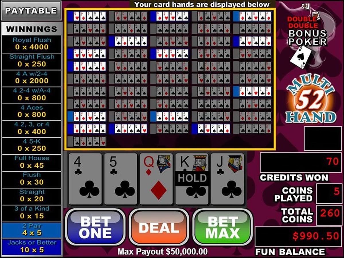 Multi Hand Double Double Bonus Poker (52 Hand) - screenshot