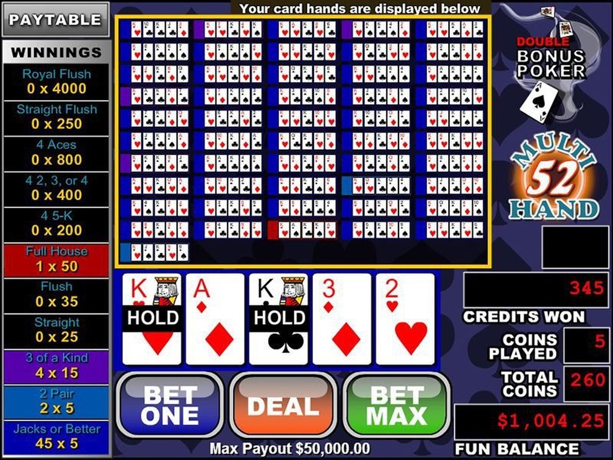 Multi Hand Double Bonus Poker (52 Hand) - screenshot