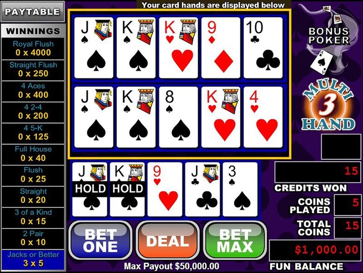 Multi Hand Bonus Poker (3 Hand) - screenshot